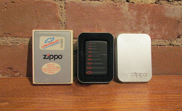 Vintage Zippo Chevrolet Advertising Pocket Lighter USA Excellent Working Original Box