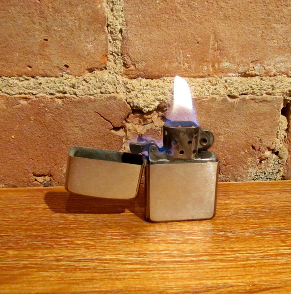 Vintage Zippo Stainless Steel Pocket Lighter Working Condition