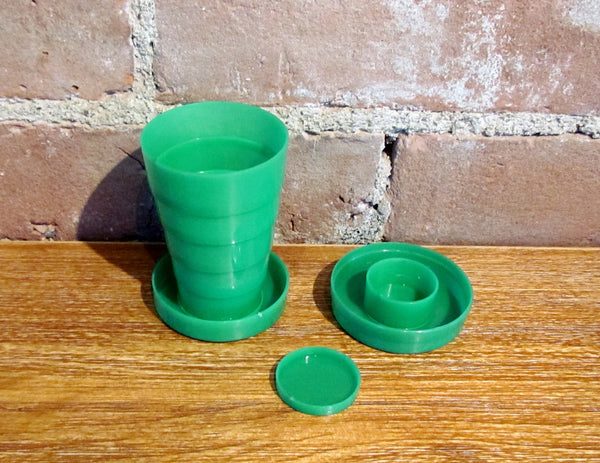 1940s Plastic Collapsible Travel Drink Cup Pill Container Miller Auto Repair Allentown, PA Advertising