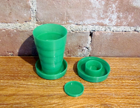1940s Plastic Collapsible Travel Drink Cup Pill Container Miller Auto Repair Allentown, PA Advertising