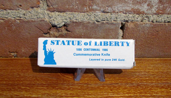 1986 Statue Of Liberty 24K Gold Overlay Centennial Commemorative Pocket Knife NIB