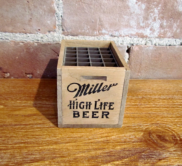 1984 Miller High Life Beer Girl On The Moon Wooden Crate Pencil Pen Holder Rare By George Nathan