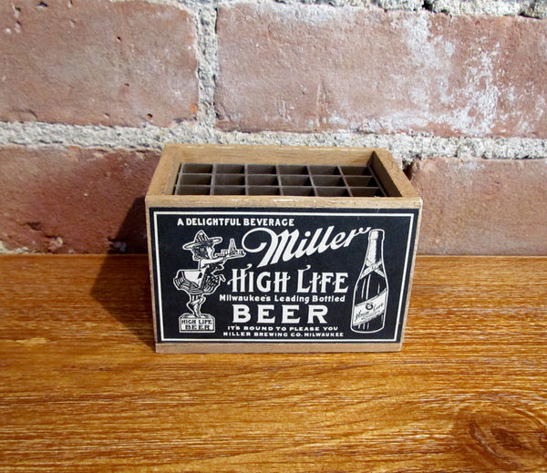 1984 Miller High Life Beer Girl On The Moon Wooden Crate Pencil Pen Holder Rare By George Nathan