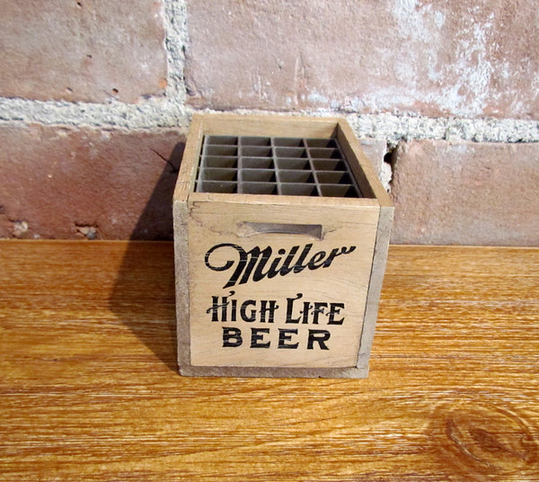 1984 Miller High Life Beer Girl On The Moon Wooden Crate Pencil Pen Holder Rare By George Nathan