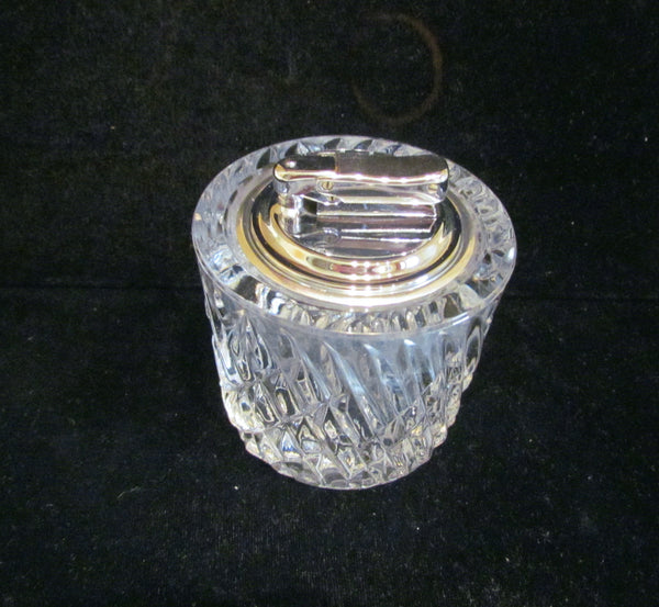 Table Lighter German Cut Lead Crystal Silver Colibri Butane Working Lighter