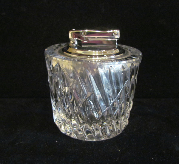 Table Lighter German Cut Lead Crystal Silver Colibri Butane Working Lighter