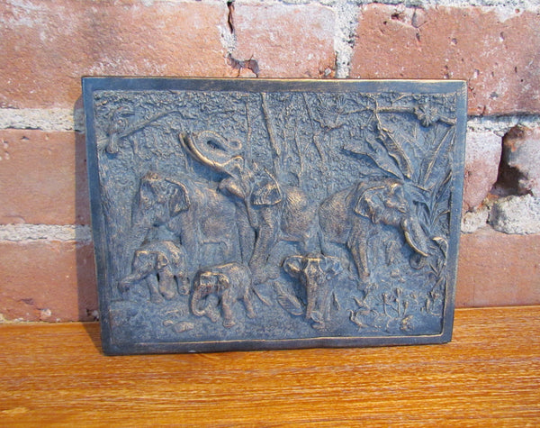 Vintage Bronze Elephant Wall Plaque Hanging Wall Art