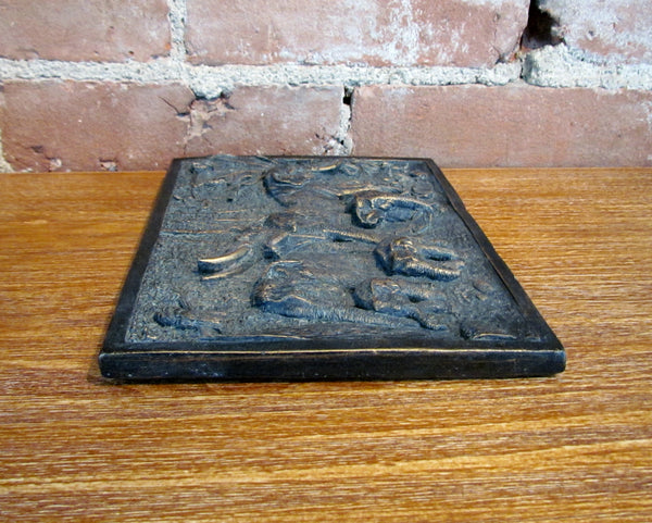 Vintage Bronze Elephant Wall Plaque Hanging Wall Art