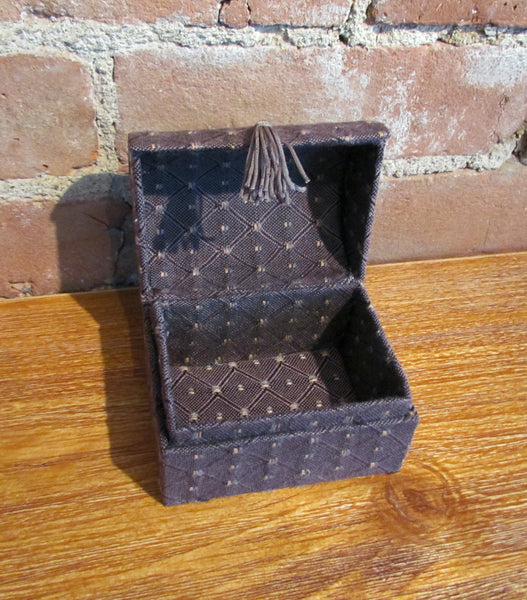 Vintage Jewelry Box Upholstery Cloth Vanity Box Trinket Box Mauve