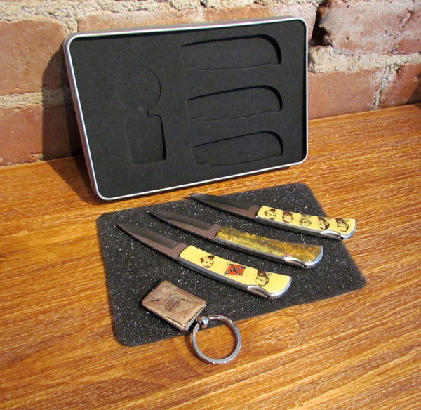 Vintage Confederate Commemorative Pocket Knives & Keychain Set Complete Mint NIB
