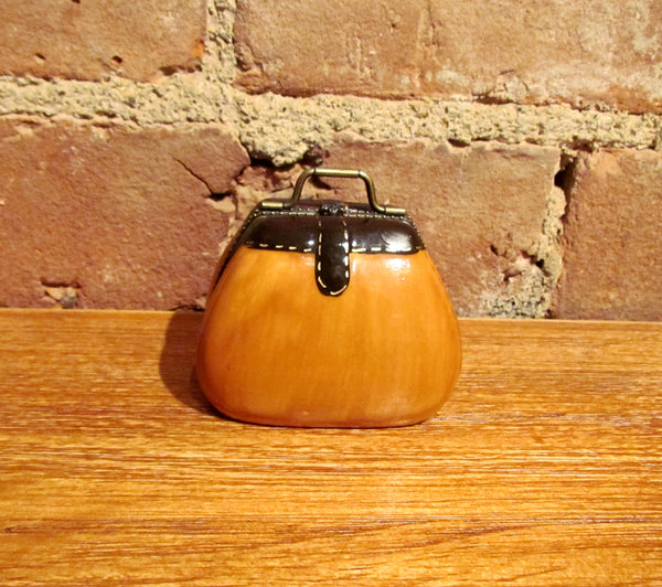 Vintage Mini Ceramic Purse Trinket Box Satchel