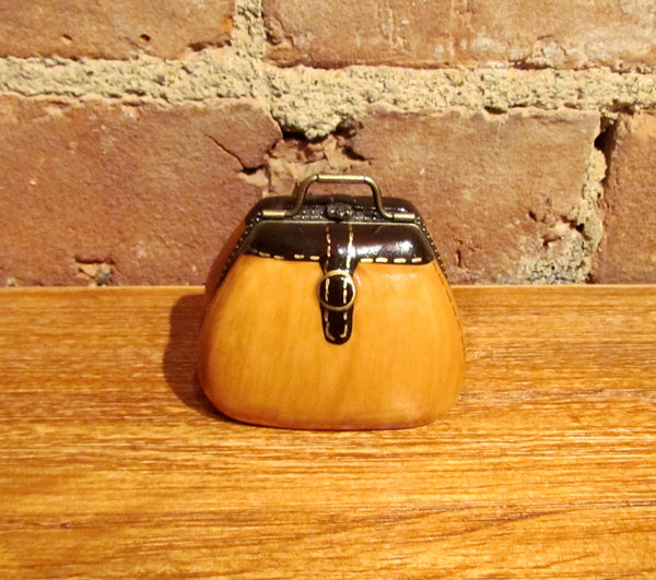 Vintage Mini Ceramic Purse Trinket Box Satchel