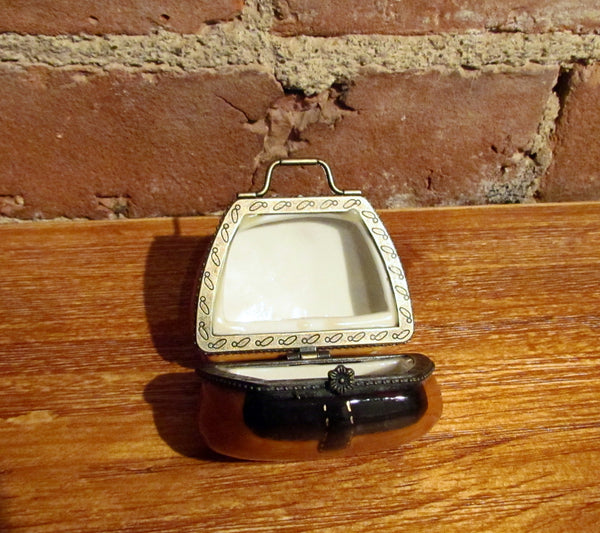 Vintage Mini Ceramic Purse Trinket Box Satchel