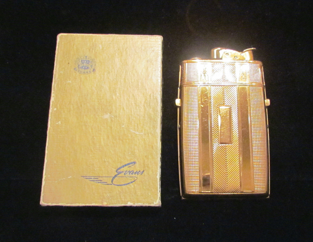 1940's Evans Cigarette Case Lighter Gold Working Original Box Stunning Condition