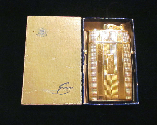 1940's Evans Cigarette Case Lighter Gold Working Original Box Stunning Condition