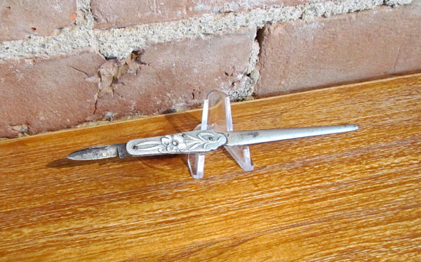 Art Nouveau D. Peres Solingen Germany Floral Letter Opener Pocket Knife Rare