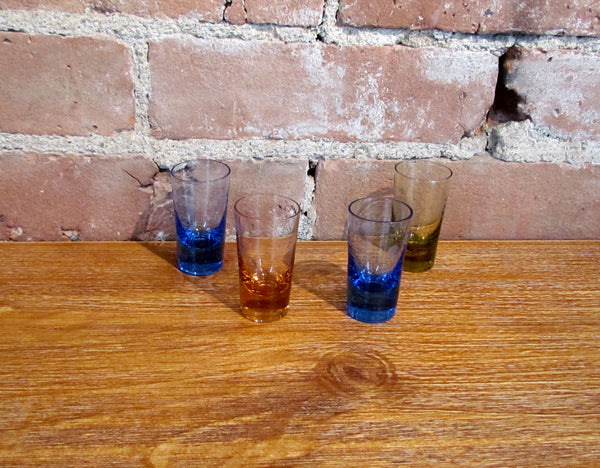 Depression Glass Cordial Glasses 4 Multicolor Shot Glasses Bar Set