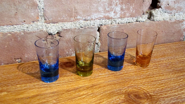 Depression Glass Cordial Glasses 4 Multicolor Shot Glasses Bar Set