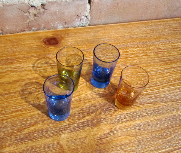 Depression Glass Cordial Glasses 4 Multicolor Shot Glasses Bar Set
