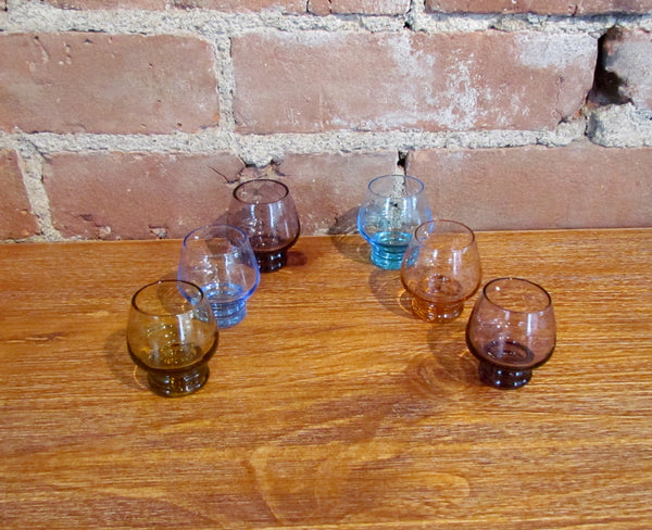 6 Multicolor Depression Glass Cordial Glasses Shot Glass Bar Set
