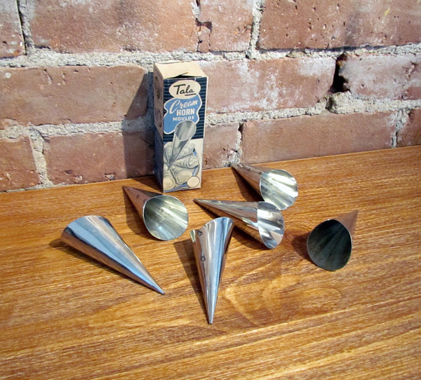 Vintage Tala Steel Cream Horn Cone Moulds 6 Molds Horns Cones IOB