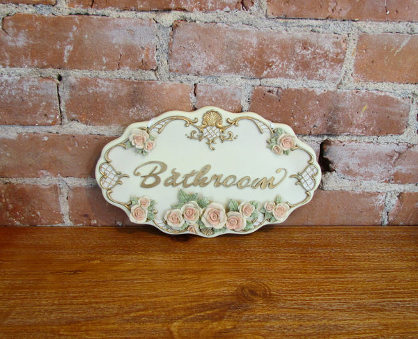 Victorian Floral Bathroom Sign Wall Plaque Signage Art