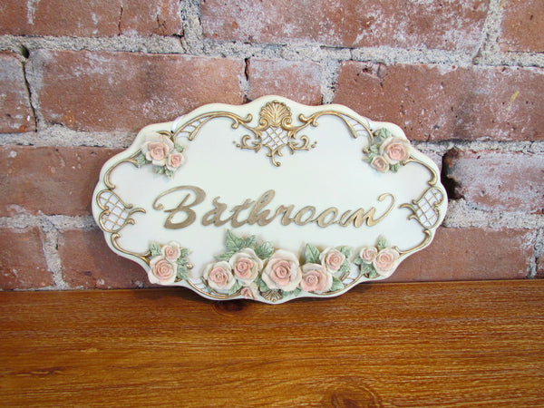 Victorian Floral Bathroom Sign Wall Plaque Signage Art