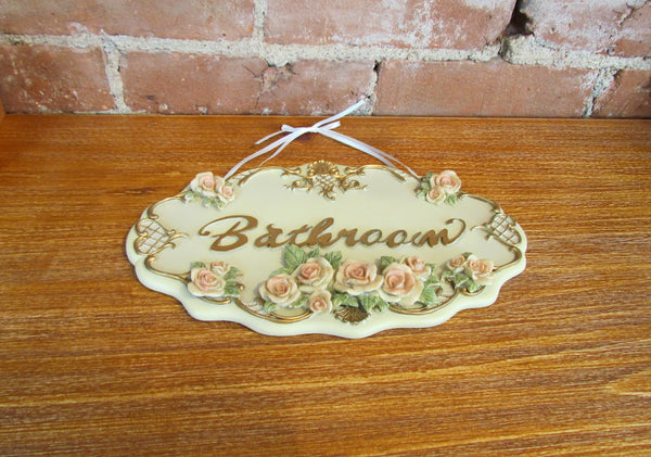 Victorian Floral Bathroom Sign Wall Plaque Signage Art