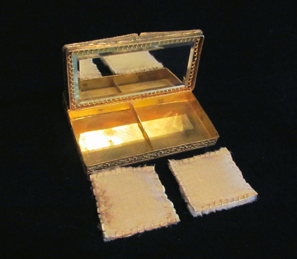 1800s French Portrait & Jewel Gold Ormolu Compact Antique 19th Century Excellent Condition