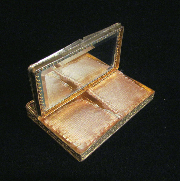 1800s French Portrait & Jewel Gold Ormolu Compact Antique 19th Century Excellent Condition
