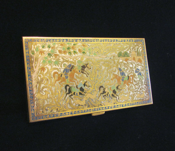 1950s Volupte Enamel Cigarette Compact Purse Business Card Case