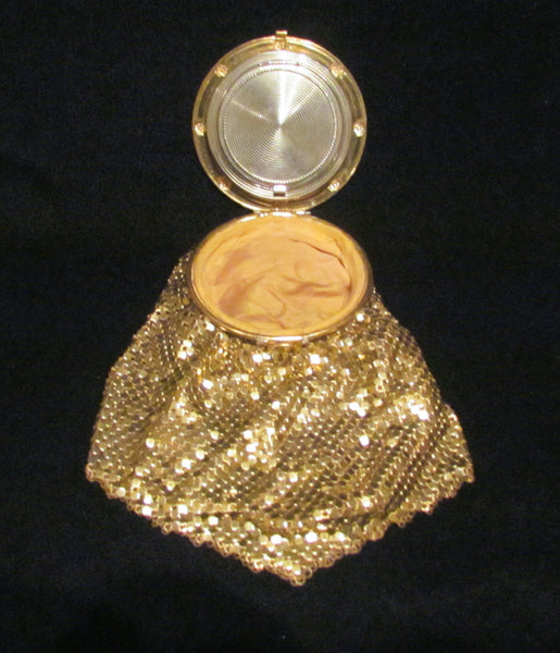 Evans Gold Mesh Mother Of Pearl Compact Purse 1930s Rare Bridal Wedding Bag