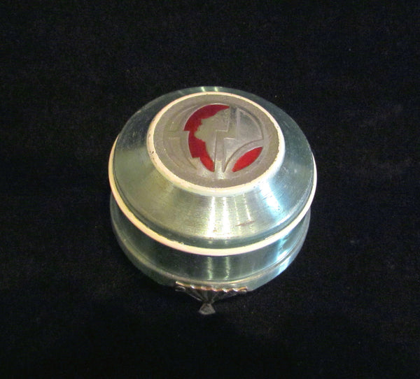 Aluminum Art Deco Powder Jar 1930s Vanity Accessory Powder Box