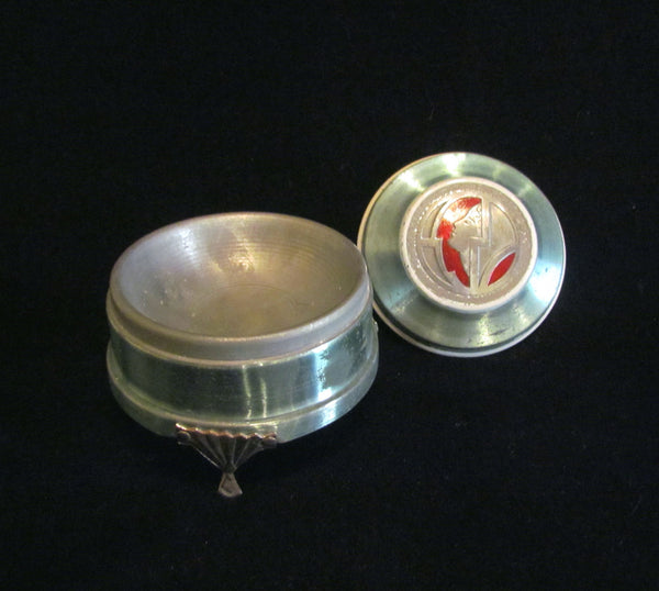 Aluminum Art Deco Powder Jar 1930s Vanity Accessory Powder Box