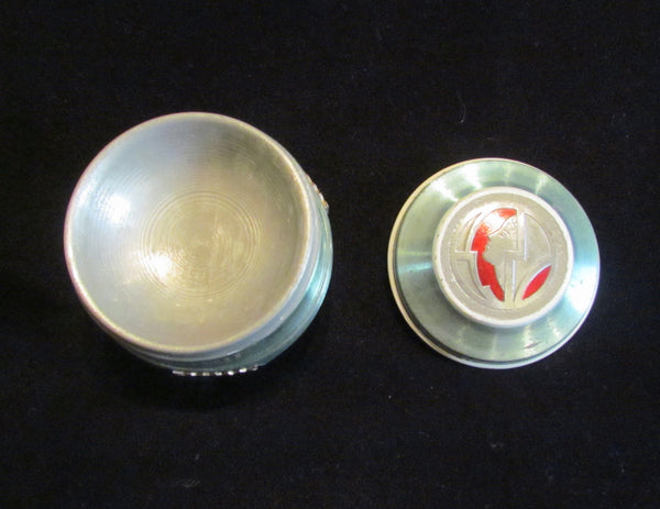 Aluminum Art Deco Powder Jar 1930s Vanity Accessory Powder Box