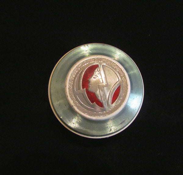Aluminum Art Deco Powder Jar 1930s Vanity Accessory Powder Box
