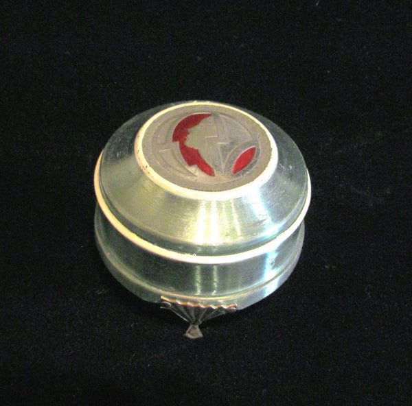 Aluminum Art Deco Powder Jar 1930s Vanity Accessory Powder Box