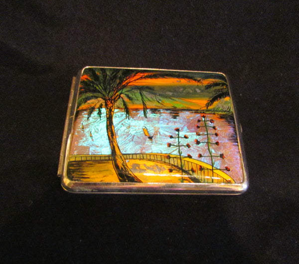 1930s Butterfly Wing And Snake Skin Cigarette Case Tropical Theme Excellent Condition