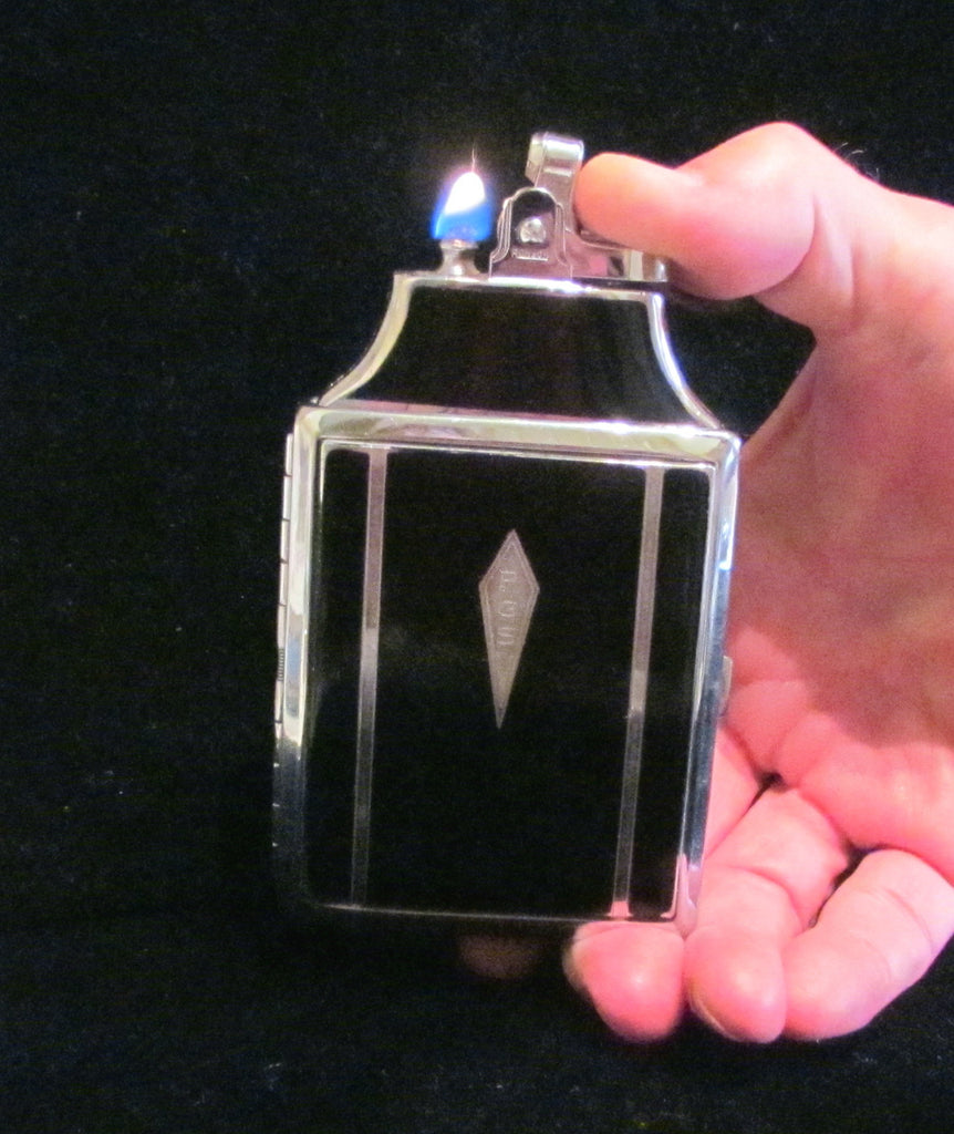 ronson vintage lighter cigarette case Art Metal Works Ten-a-Case Case, 1930s Ronson Master Case Lighter Black
