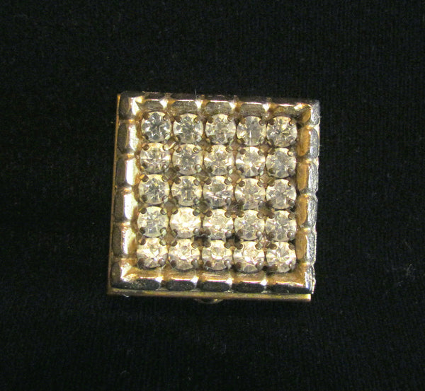 Rhinestone Powder Compact 1940s Small Compact Unused