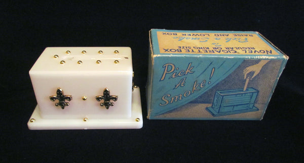 1950s Cigarette Dispenser Pick A Smoke Cigarette Box Fleur De Lis Unused In Original Box