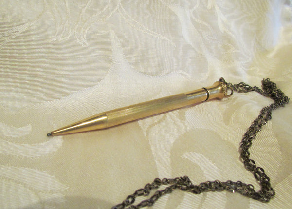 1920s Gold Filled Mechanical Pencil Necklace Superite 1/9 GF Engraved Date 1873 - 1923 Chatelaine Propelling Pencil