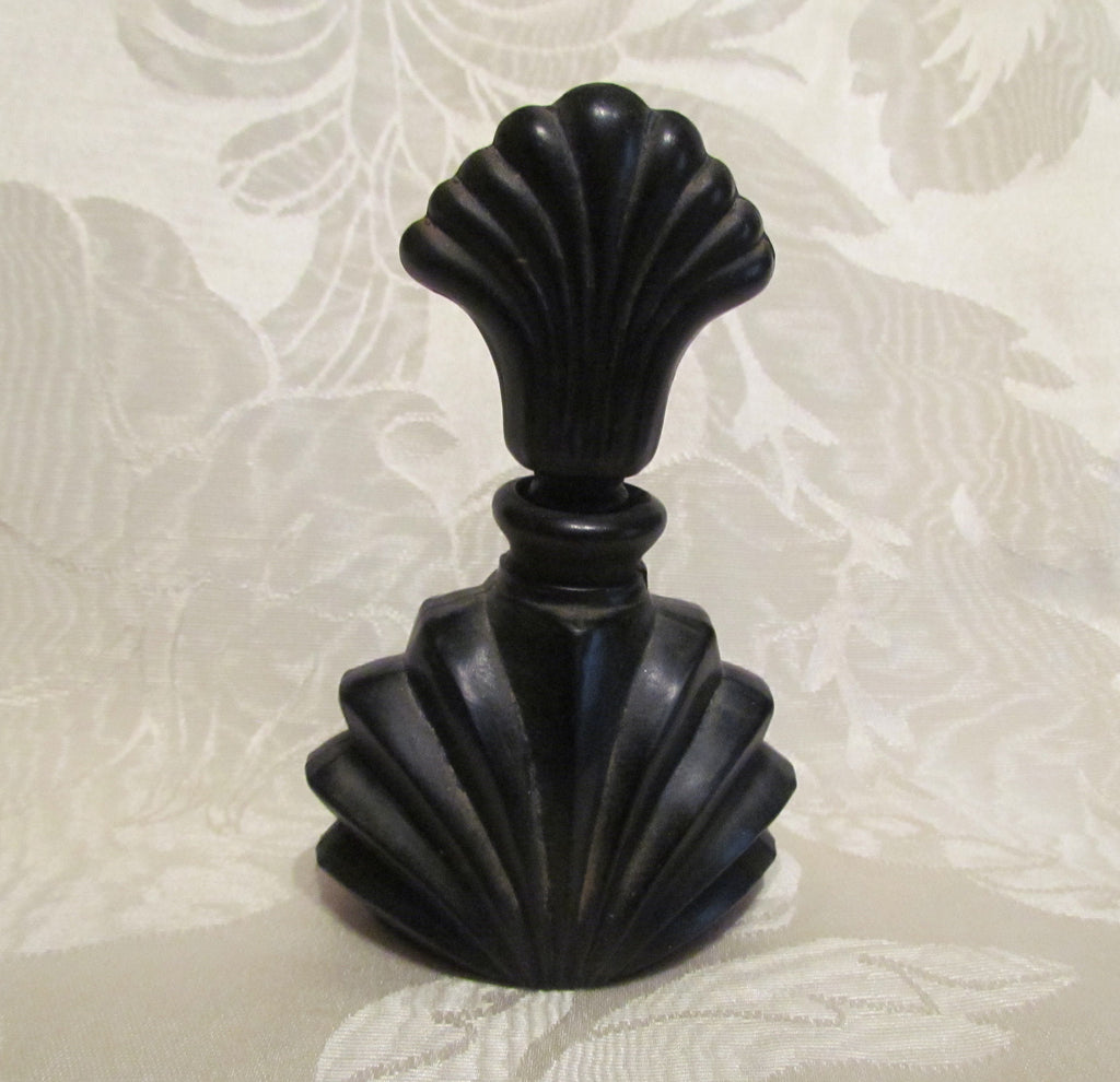 Art Deco Perfume Bottle Black Satin Glass Vanity Accessory