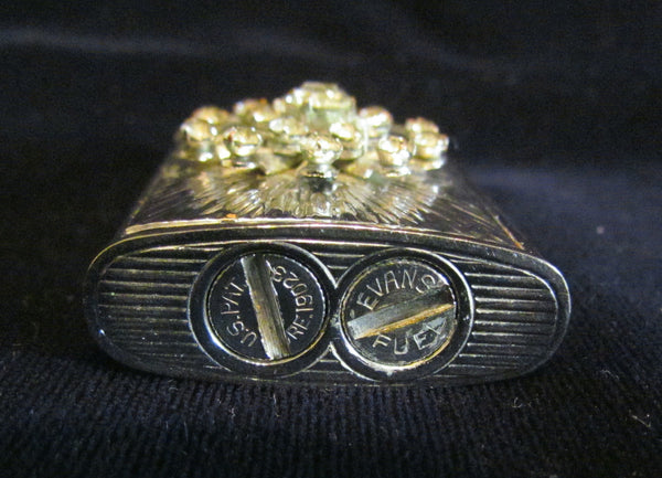 Evans Rhinestone Lighter Ladies Pocket Lighter Silver Starburst Vintage Working Lighter