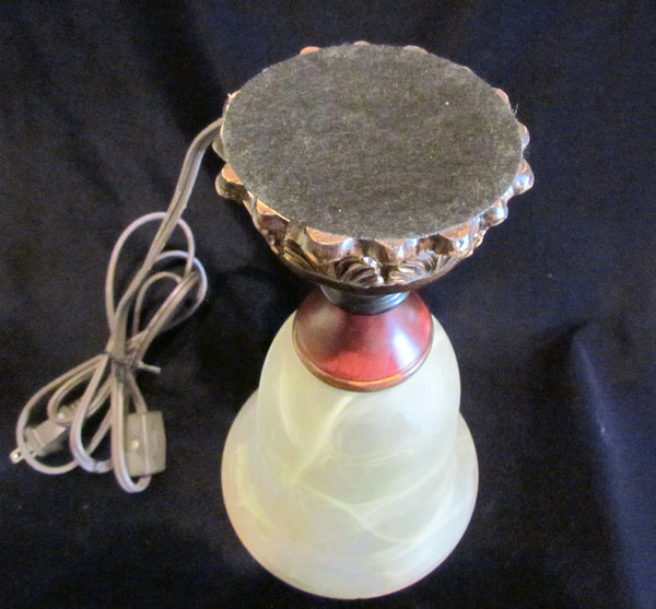 Vintage Style Table Lamp Wooden Base Frosted Glass Shade Working