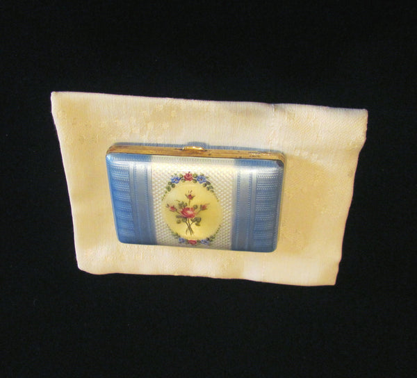 1930s Guilloche Cigarette Case Gold Plated LaMode Floral Ladies Card Case
