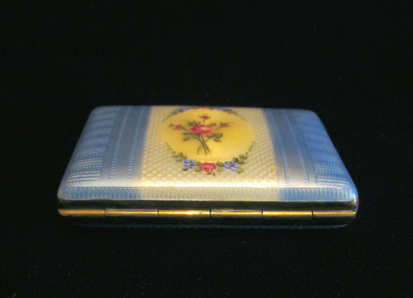 1930s Guilloche Cigarette Case Gold Plated LaMode Floral Ladies Card Case