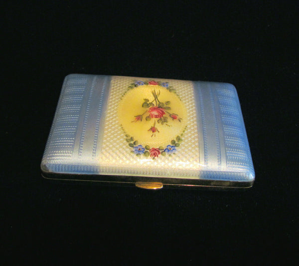 1930s Guilloche Cigarette Case Gold Plated LaMode Floral Ladies Card Case