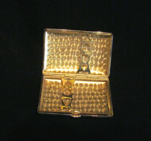 1930s Guilloche Cigarette Case Gold Plated LaMode Floral Ladies Card Case