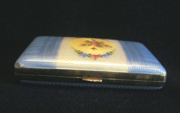 1930s Guilloche Cigarette Case Gold Plated LaMode Floral Ladies Card Case